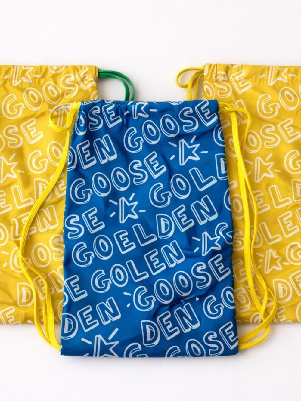 Golden Goose Kids Dust Bag Set – Drawstring Beutel – Yellow & Blue – Bundle